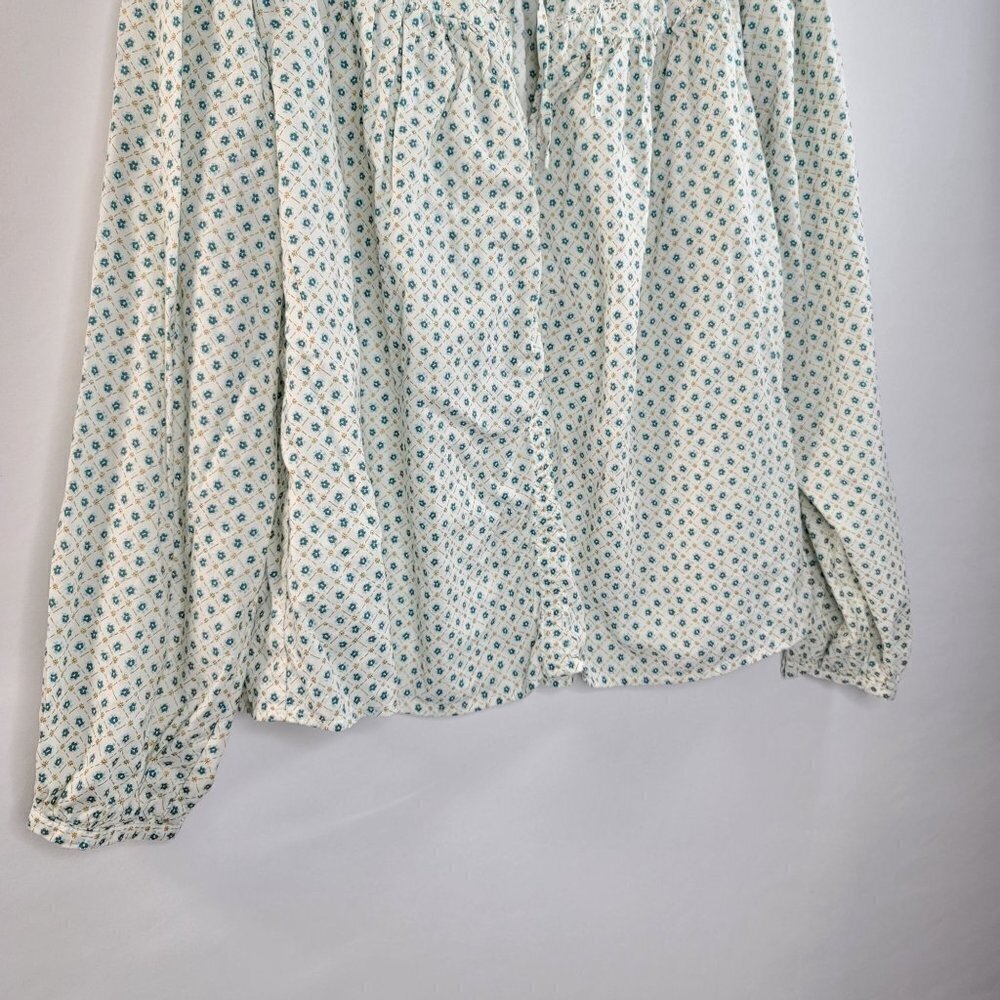 Universal Threads Womens Teal Floral Long Sleeve Tie Front Blouse Size Large - Picture 12 of 14